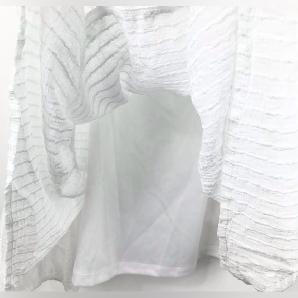 As U Wish Tiered Tunic Ruffle Lined Babydoll Tank Dress White Adjustable Straps - Picture 6 of 7